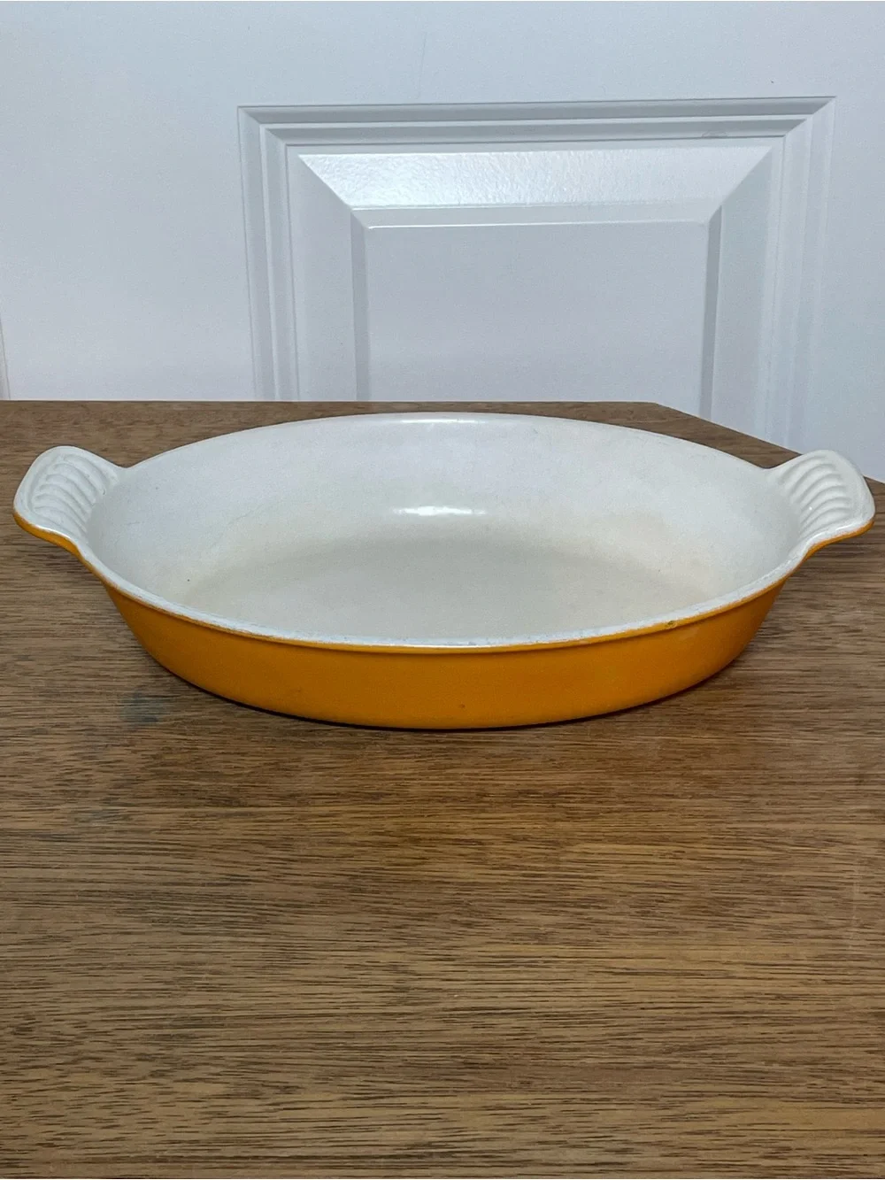 Vintage Le Creuset Flame Orange Oval Au Gratin Cast Iron Baking Dish 20